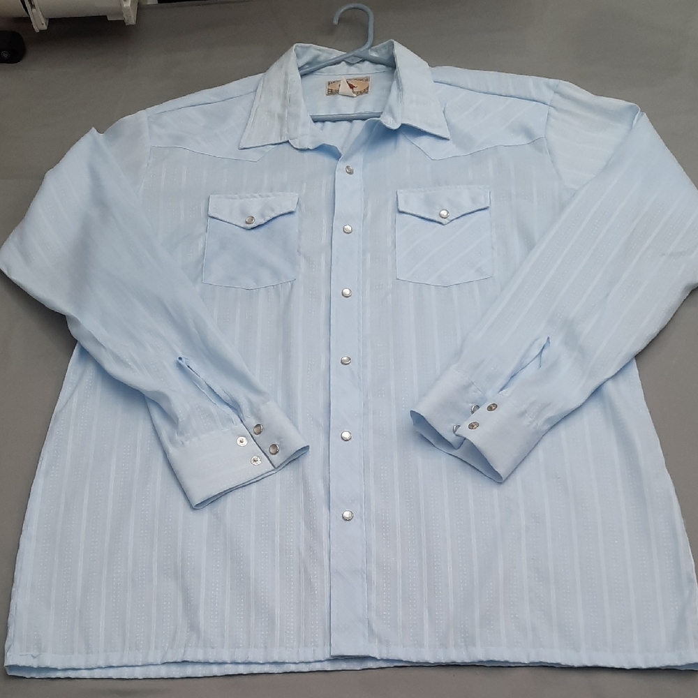 Western-Style Pearl Snap Button-Down Shirt with Dual Front Pockets Size 2XL